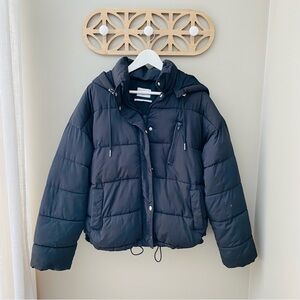 Urban Outfitters Zip Up Puffer Jacket Black Sz Medium